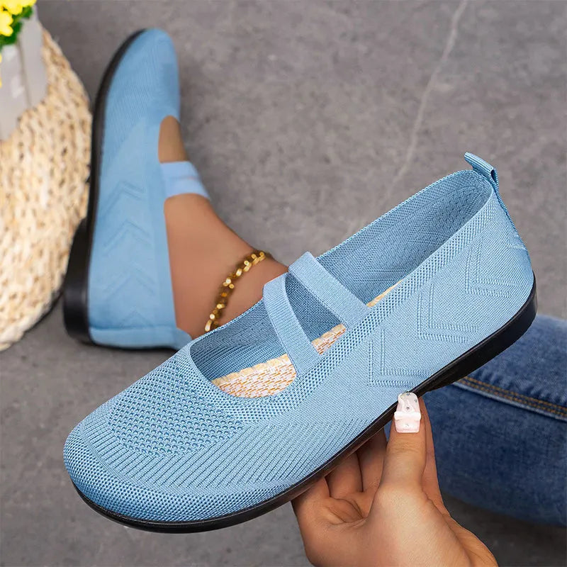 Damskie wsuwane buty z przewiewnej dzianiny typu Flyknit