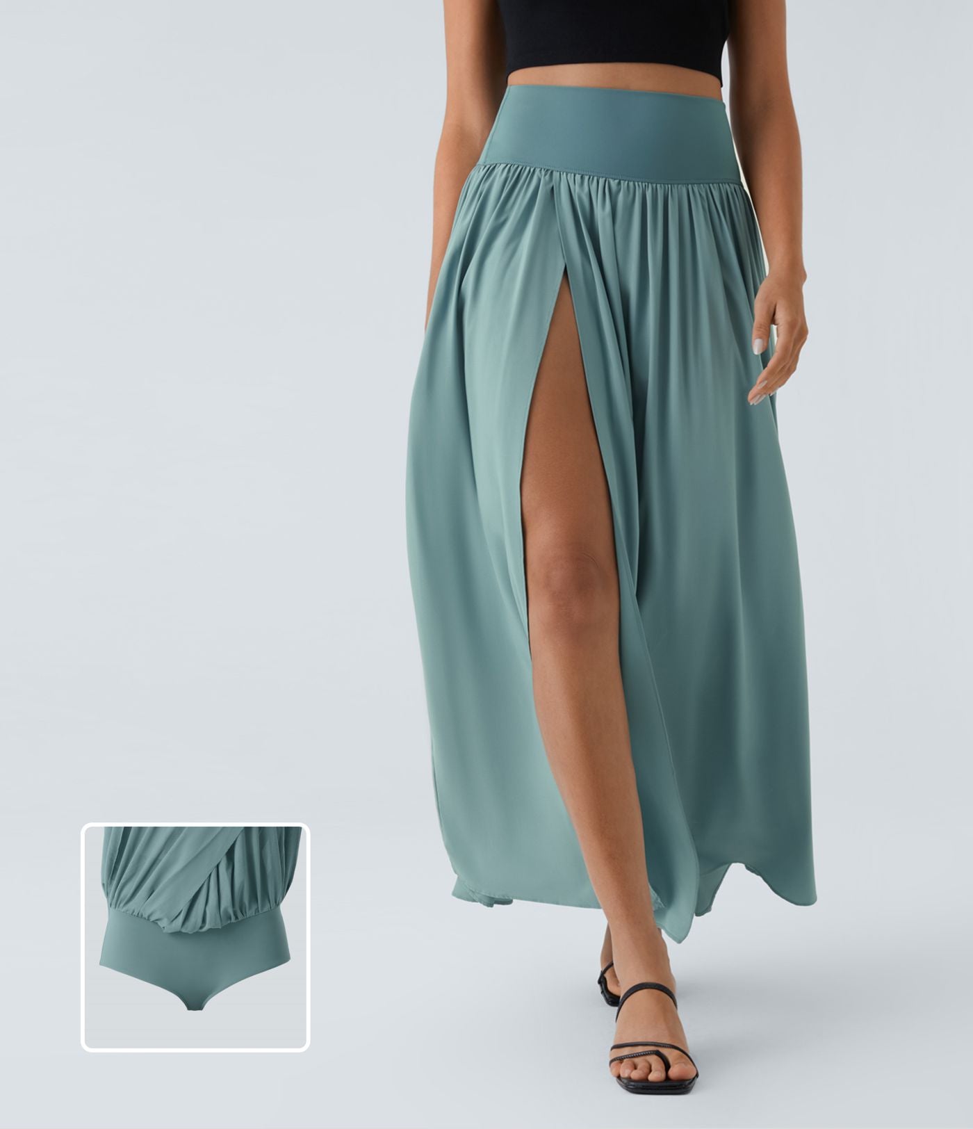 Breezeful™ Spódnica maxi typu casual z wysokim stanem, rozcięciem i dwoma warstwami, zwiewna i szybkoschnąca