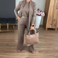 Natalia Zofia | Elegancki 3-częściowy zestaw zawierający długi kardigan, top i spodnie