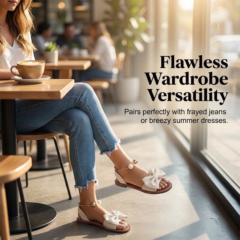 Natalia Zofia | Stylish sandals with a pearly ankle strap