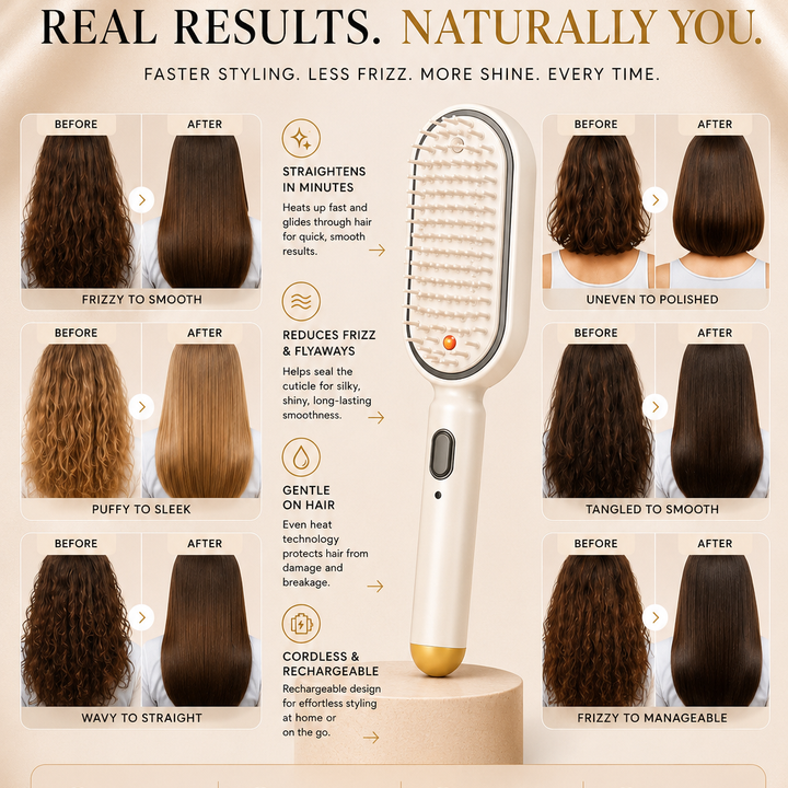SilkBeam - Electric Hairbrush Straightener