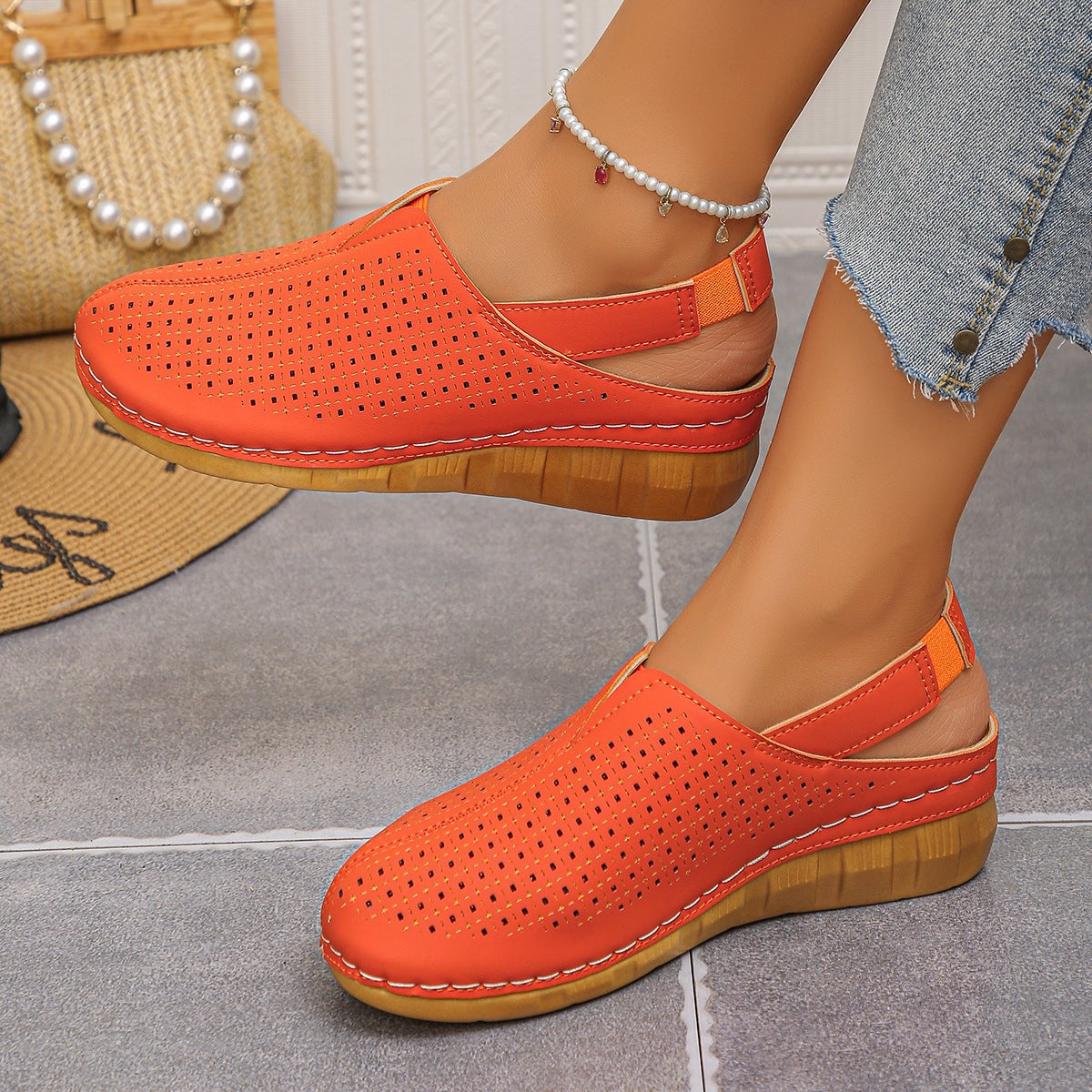 Women's casual open-work strap platform sandals