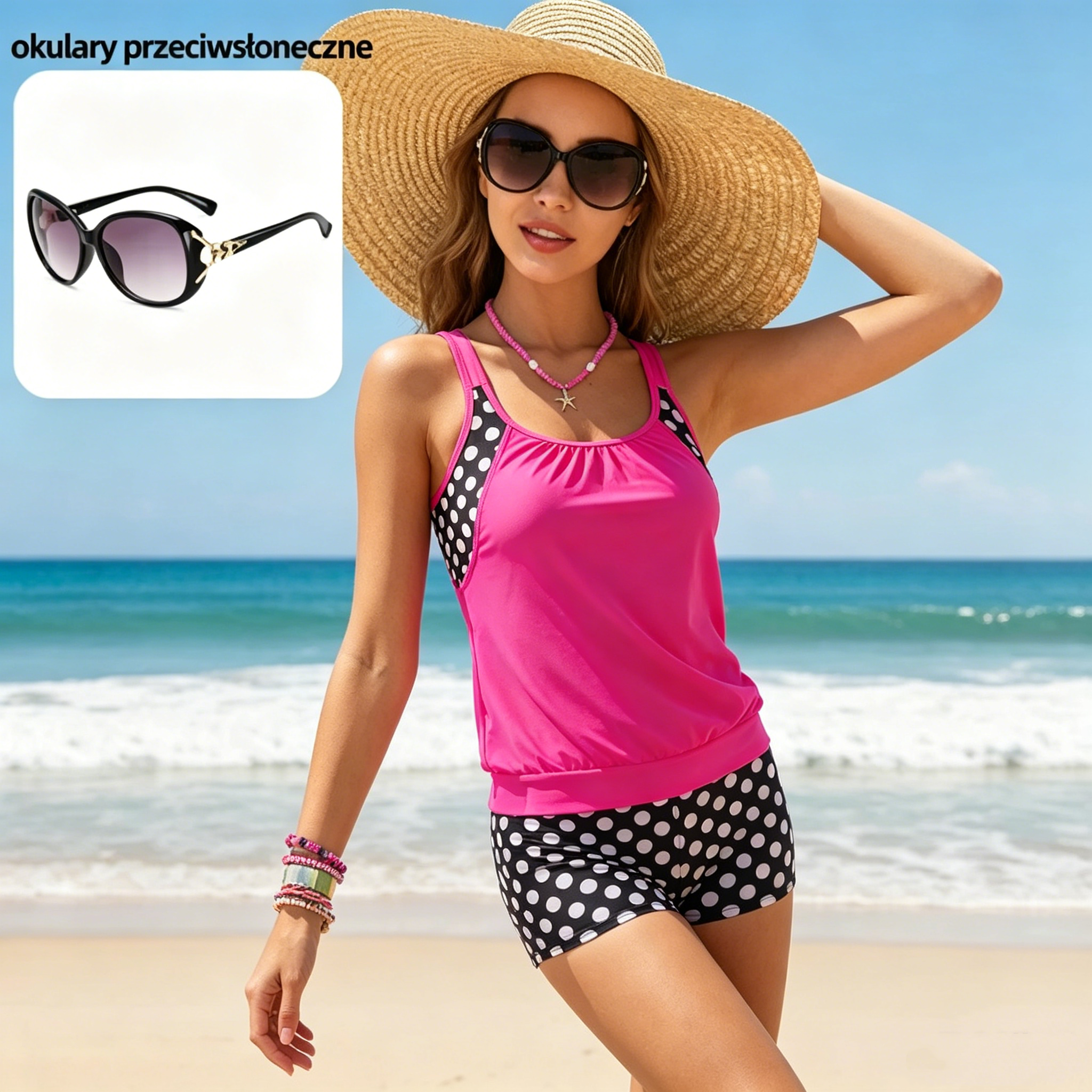 👙 Damski dwuczęściowy kostium kąpielowy w grochy