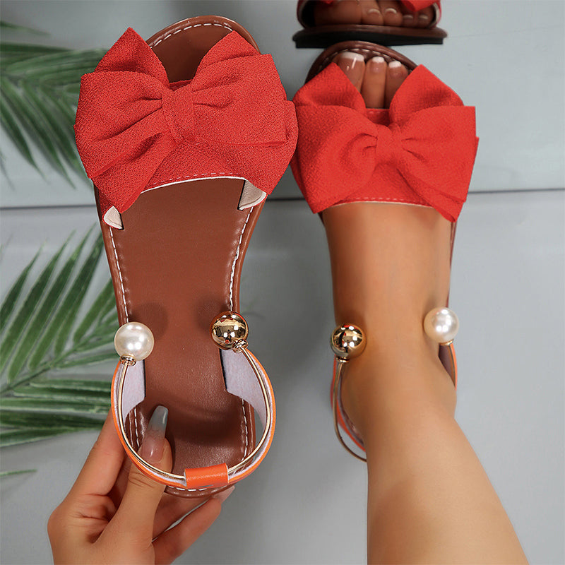 Natalia Zofia | Stylish sandals with a pearly ankle strap