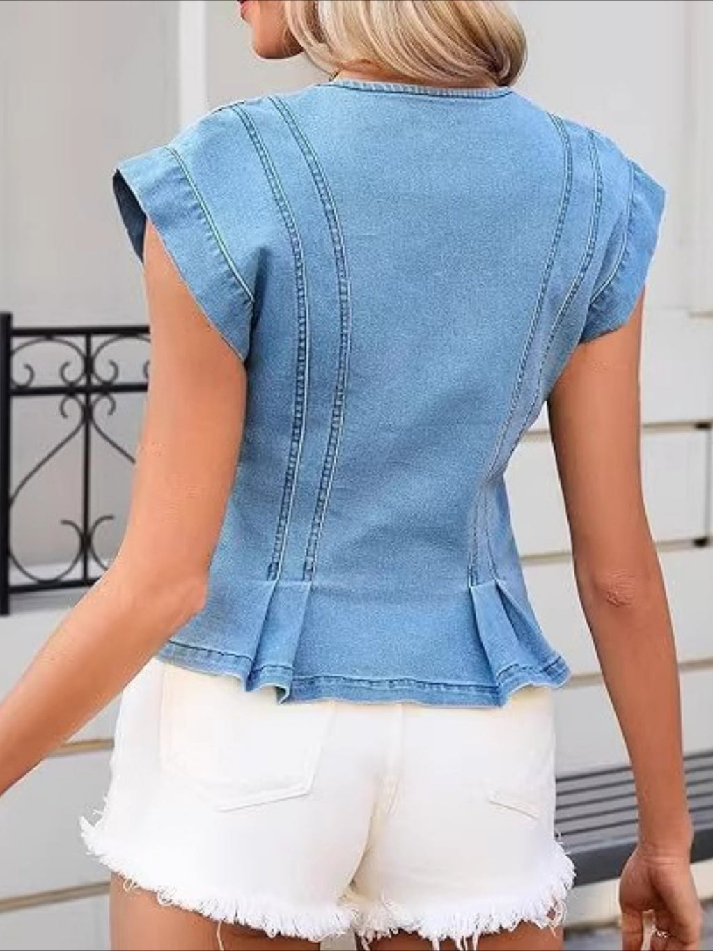 Viera | Denim V-neck Top