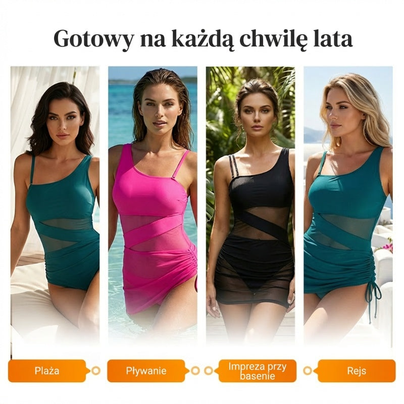 Natalia Zofia | Damski kostium kąpielowy typu kombinezon z delikatnym prześwitem