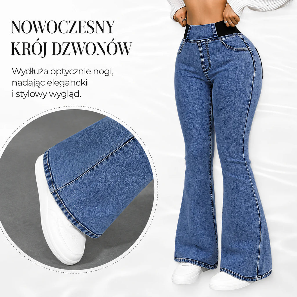 Natalia Zofia | DAMSKIE JEANSY Z WYSOKIM STANEM I ELASTYCZNYMI NOGAWKAMI