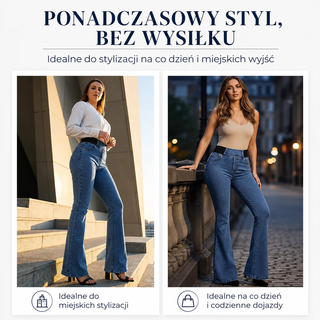 Natalia Zofia | DAMSKIE JEANSY Z WYSOKIM STANEM I ELASTYCZNYMI NOGAWKAMI