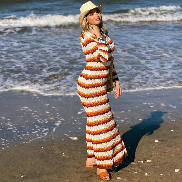 Monica | Sukienka dzianinowa maxi w paski