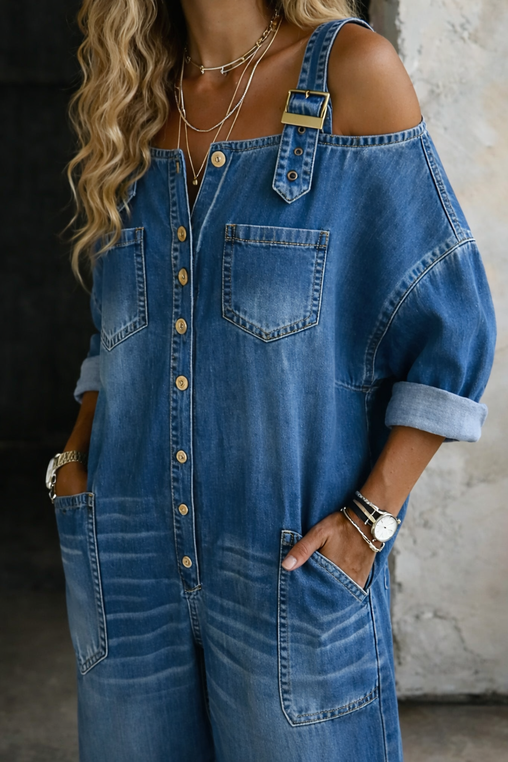 Sophia | Strapless denim jumpsuit