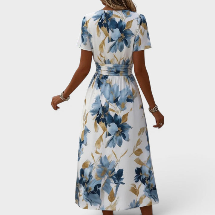 Elara | Floral Tie-Waist Midi Dress