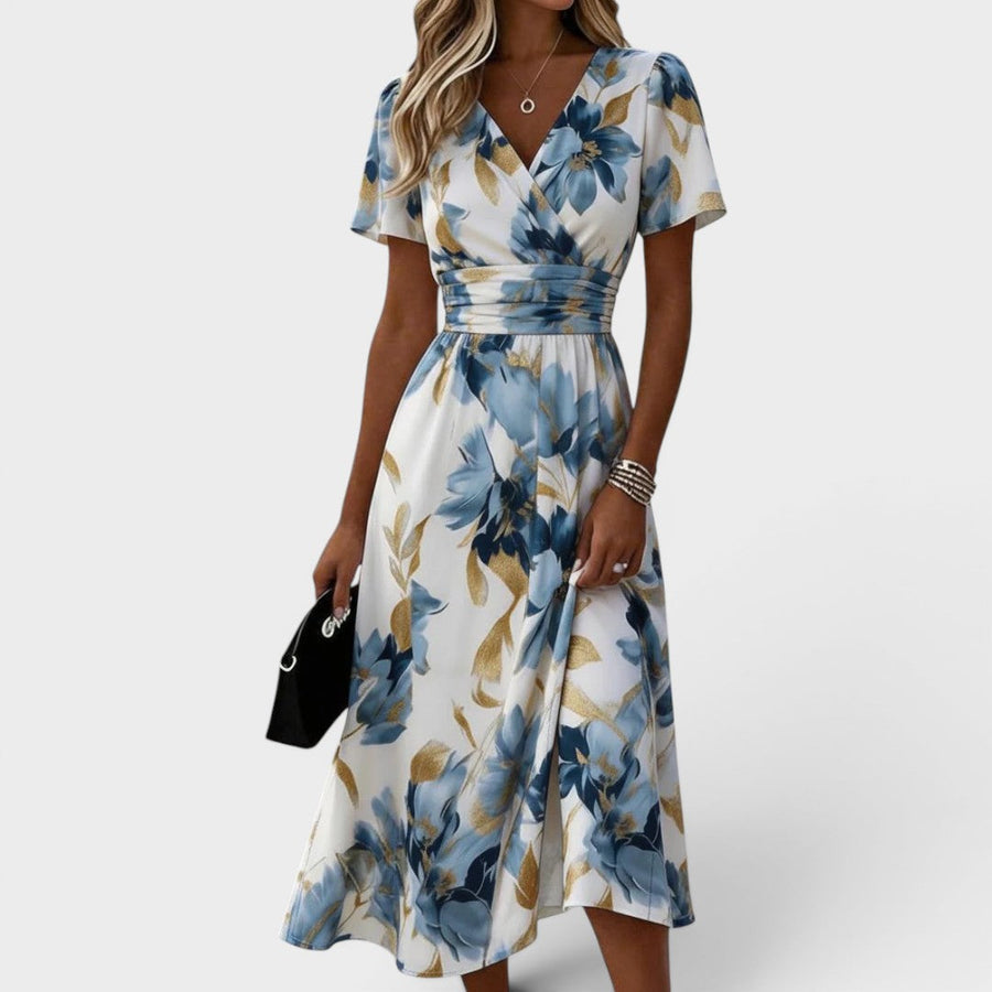 Elara | Floral Tie-Waist Midi Dress
