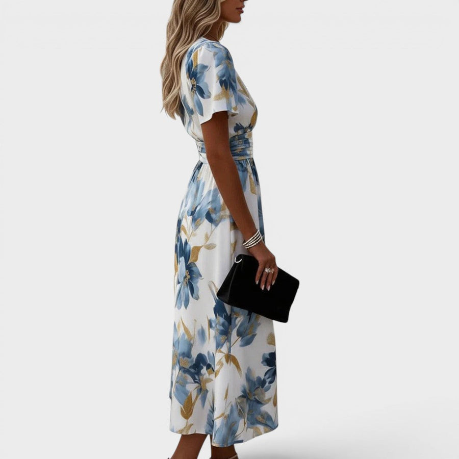 Elara | Floral Tie-Waist Midi Dress