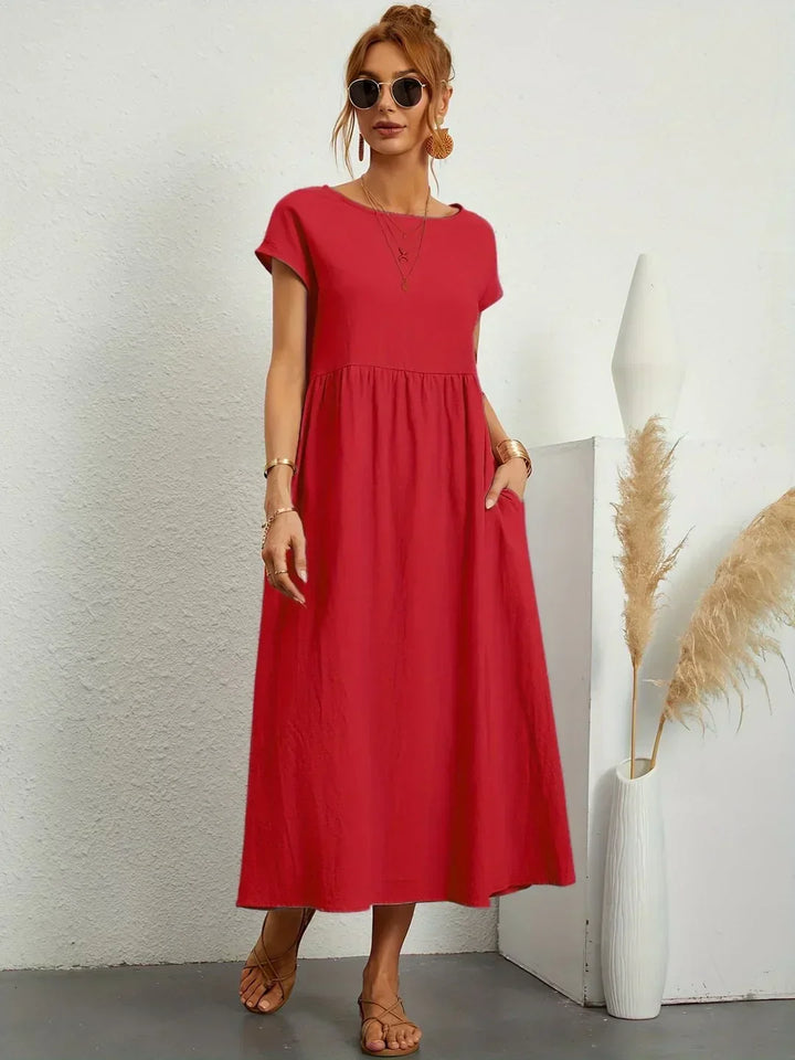 Lucyna - Midi sukienka w płynnej elegancji ponadczasowej