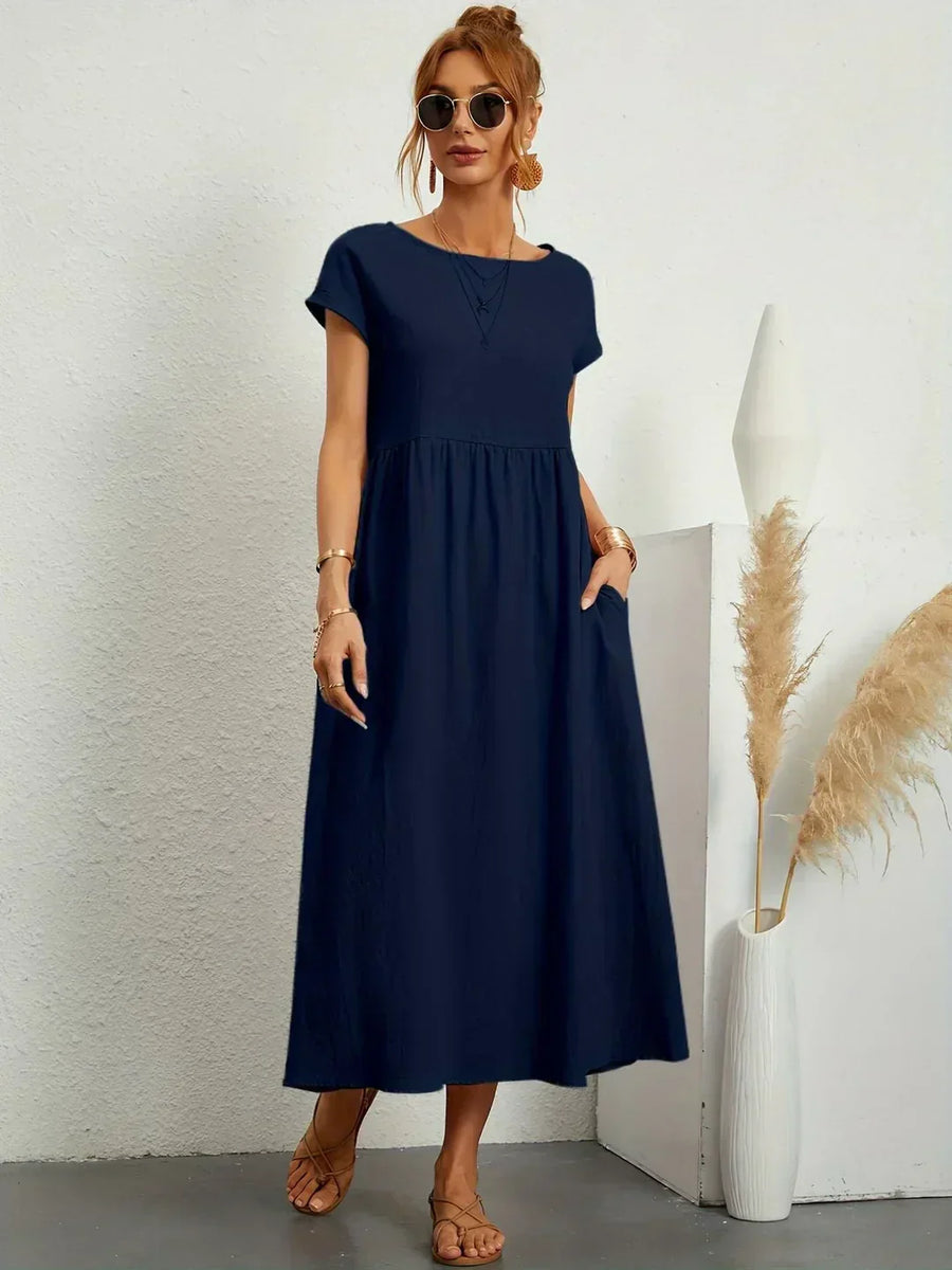 Lucyna - Midi sukienka w płynnej elegancji ponadczasowej