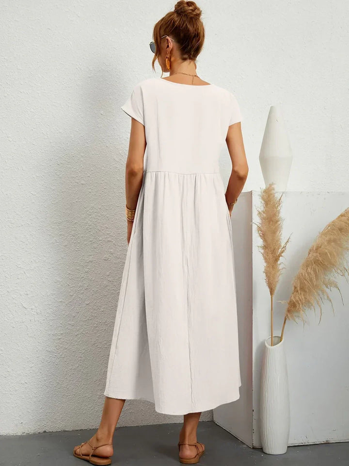 Lucyna - Midi sukienka w płynnej elegancji ponadczasowej