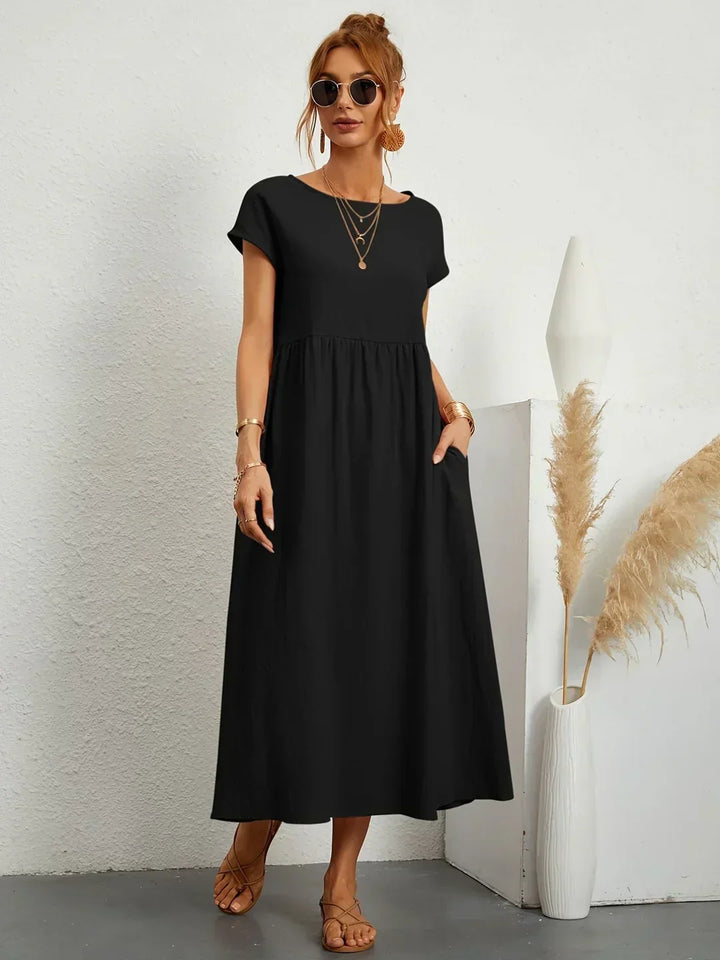 Lucyna - Midi sukienka w płynnej elegancji ponadczasowej