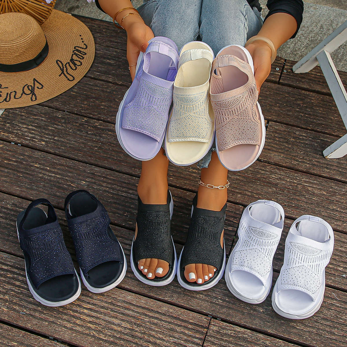 Women's solid color sport sandals - comfortable shoes for summer and everyday wear