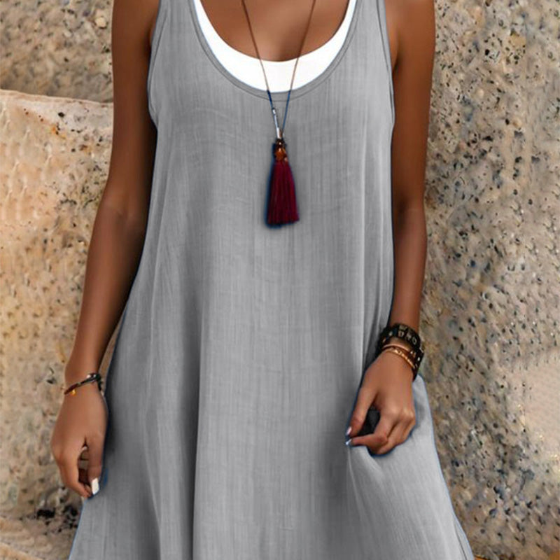 ⏰Wyprzedaż – ostatni dzień, 50% zniżki💃Damska sukienka typu tank top w stylu casualowym, luźna, bez rękawów, imitująca dwuczęściowy strój