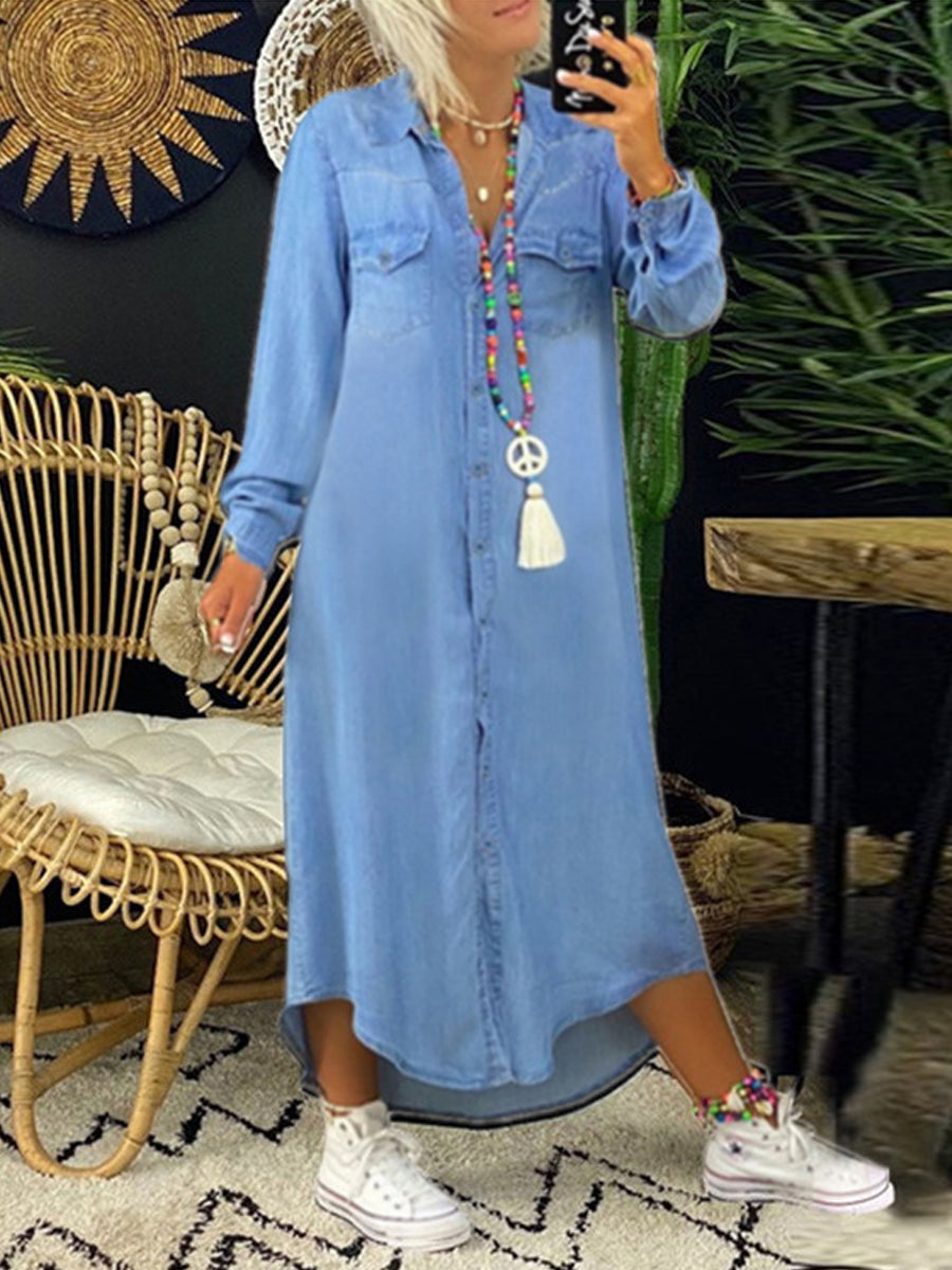 Helen | Casual Elegant Long Denim Shirt Dress