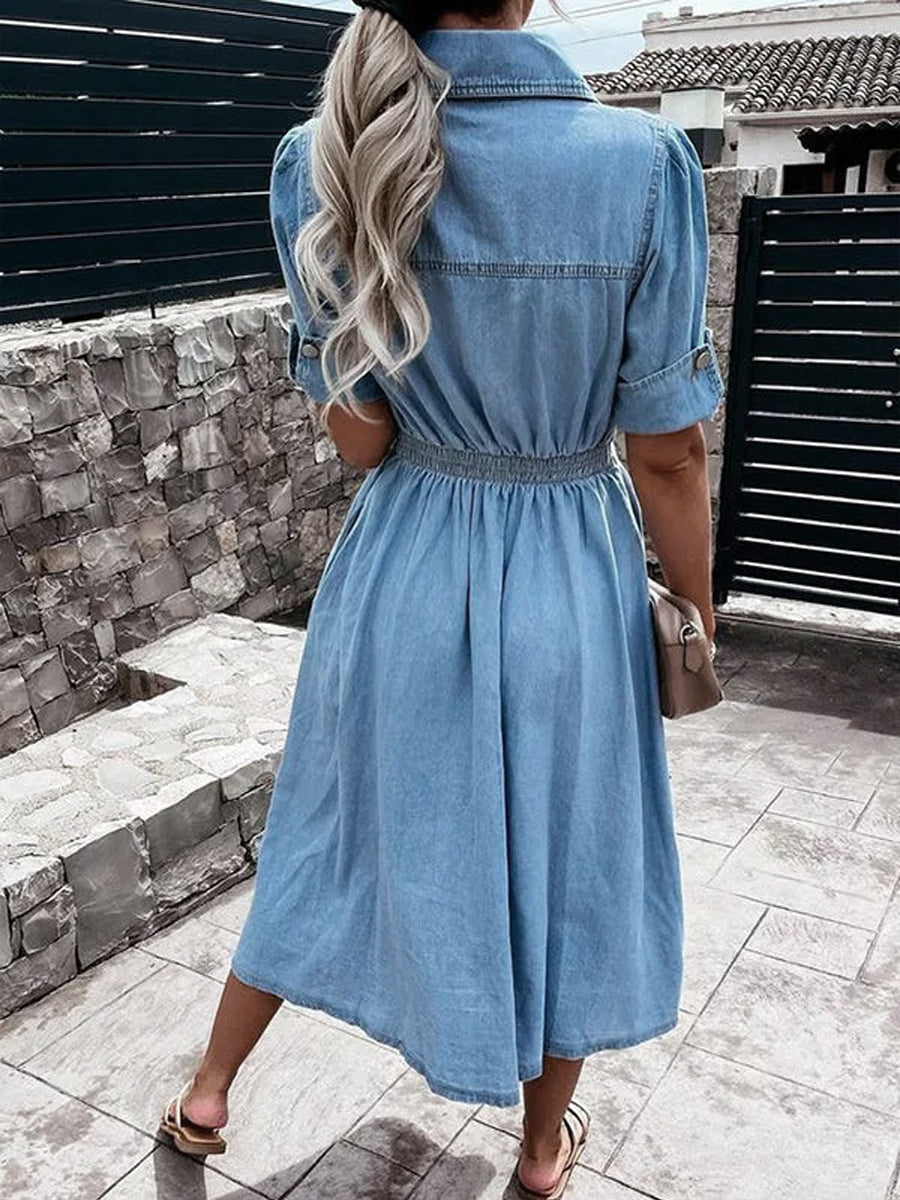 Deborah | Short-sleeved denim dress