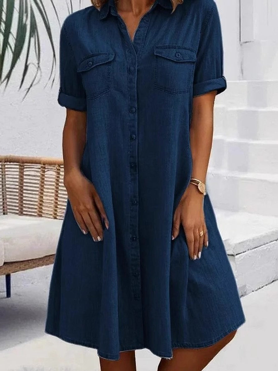 Patricia | Jeansowa sukienka midi w stylu casualowym