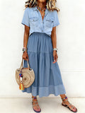 Sarah | Elasticated waist denim skirt