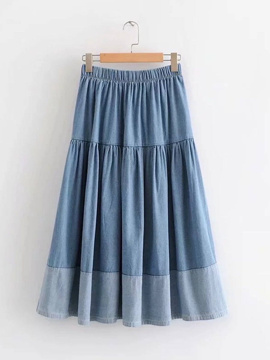 Sarah | Elasticated waist denim skirt