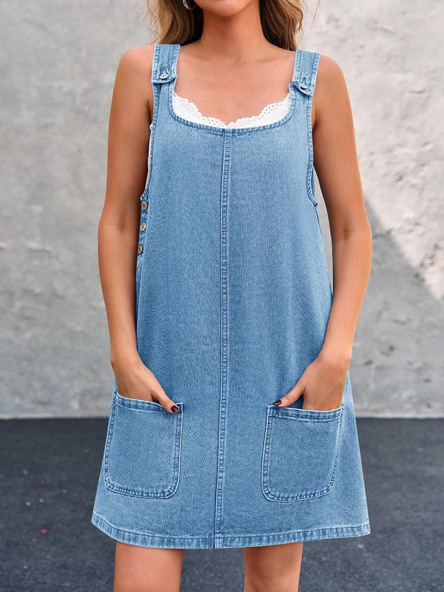 Lisa | Loose Denim Pinafore Dress