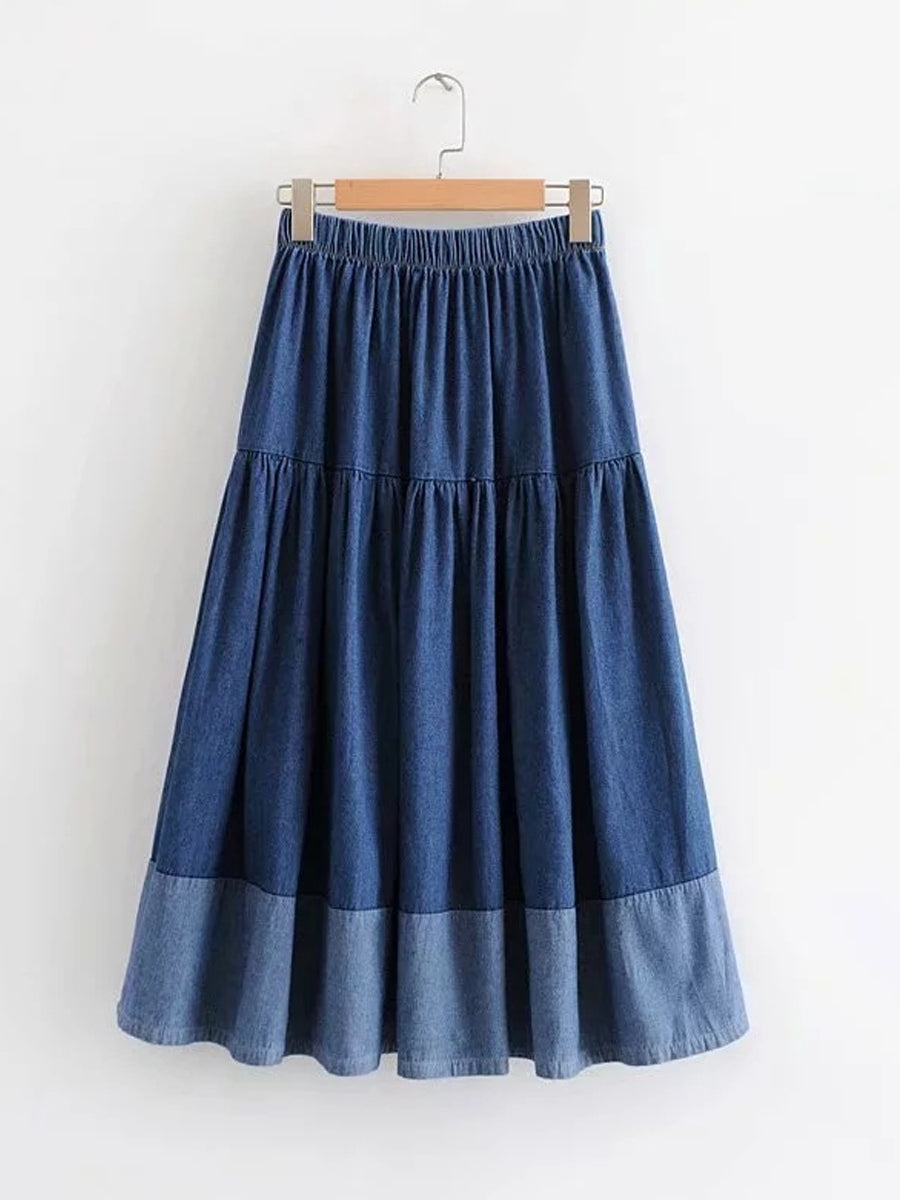 Sarah | Elasticated waist denim skirt