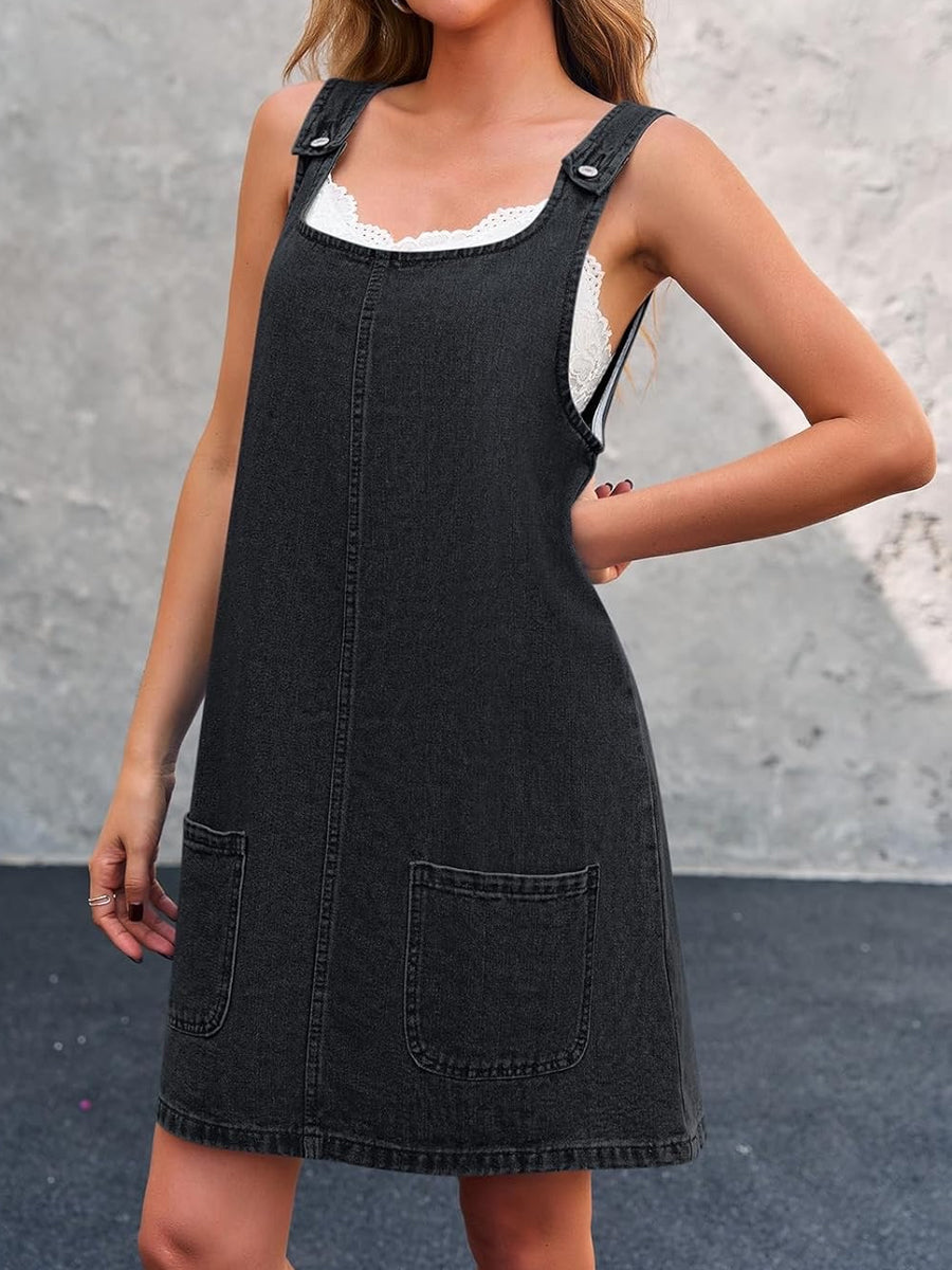 Lisa | Loose Denim Pinafore Dress